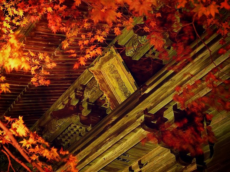 神護寺：紅葉と楼門扁額